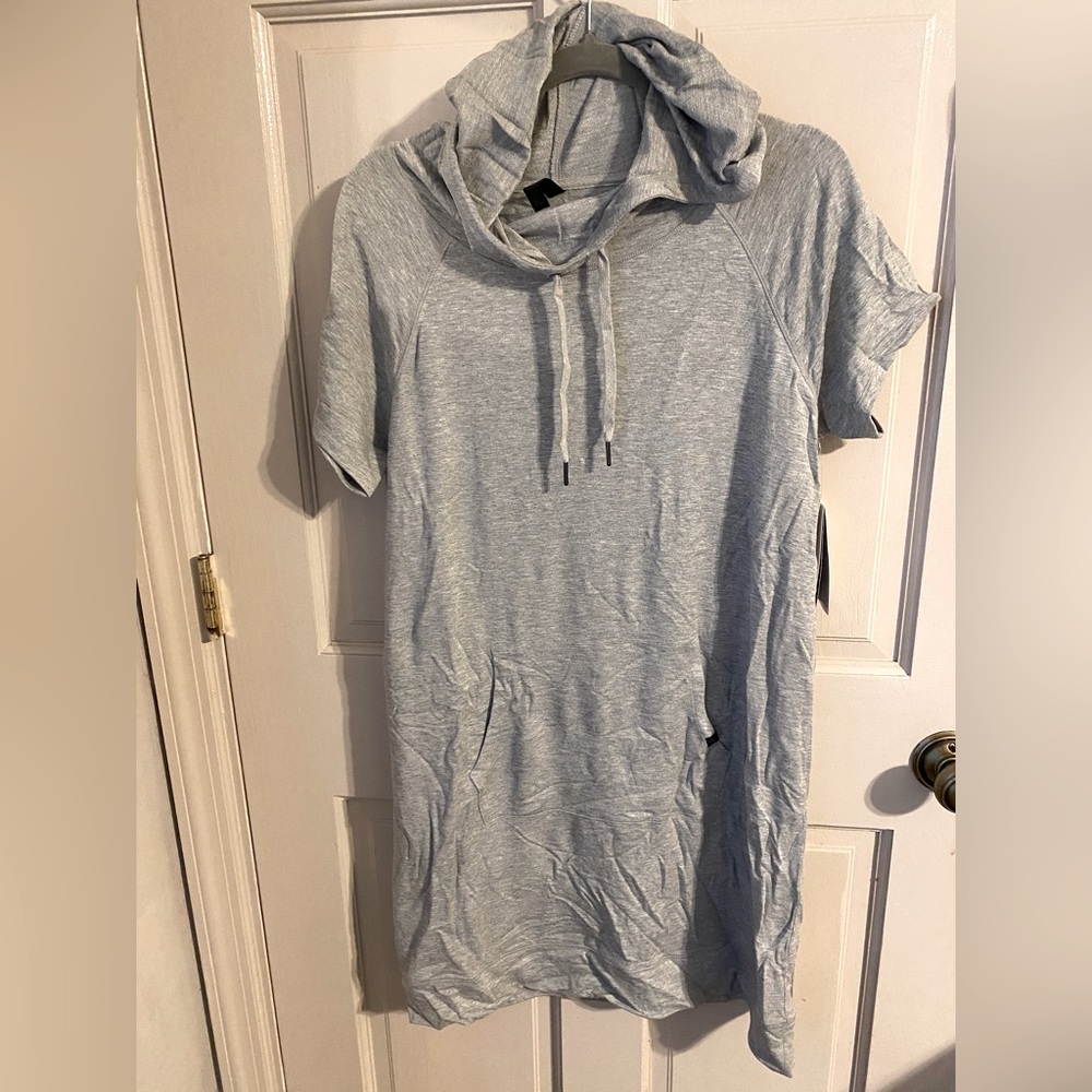 GAIAM light terry jersey hooded dress L NWT